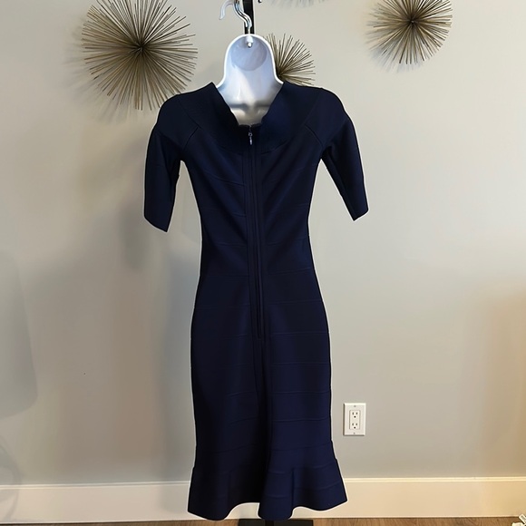 Herve Léger Elegant Navy Blue Dress - Picture 3 of 4
